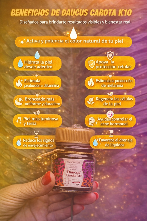 Daucus Carota K10 Daucota, tu mejor aliado para una piel sana, luminosa y radiante.    Daucota, your best ally for healthy, radiant, glowing skin.